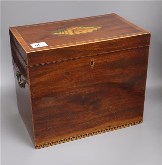 A Regency shell inlaid mahogany casket height 31cm